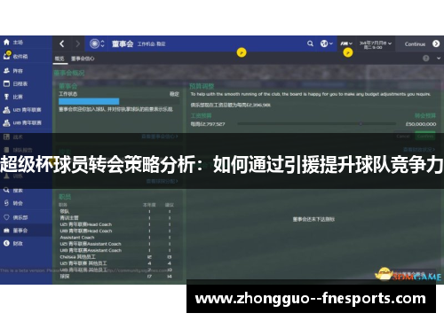 超级杯球员转会策略分析:如何通过引援提升球队竞争力 超级杯球员转会策略分析:如何通过引援提升球队竞争力